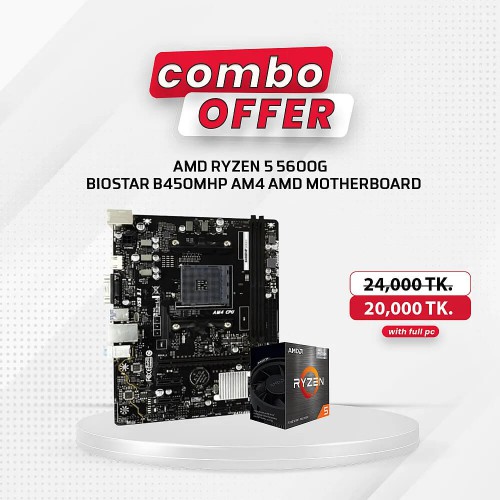 AMD RYZEN 5 5600G PROCESSOR AMD BIOSTAR B450MHP MOTHERBOARD COMBO